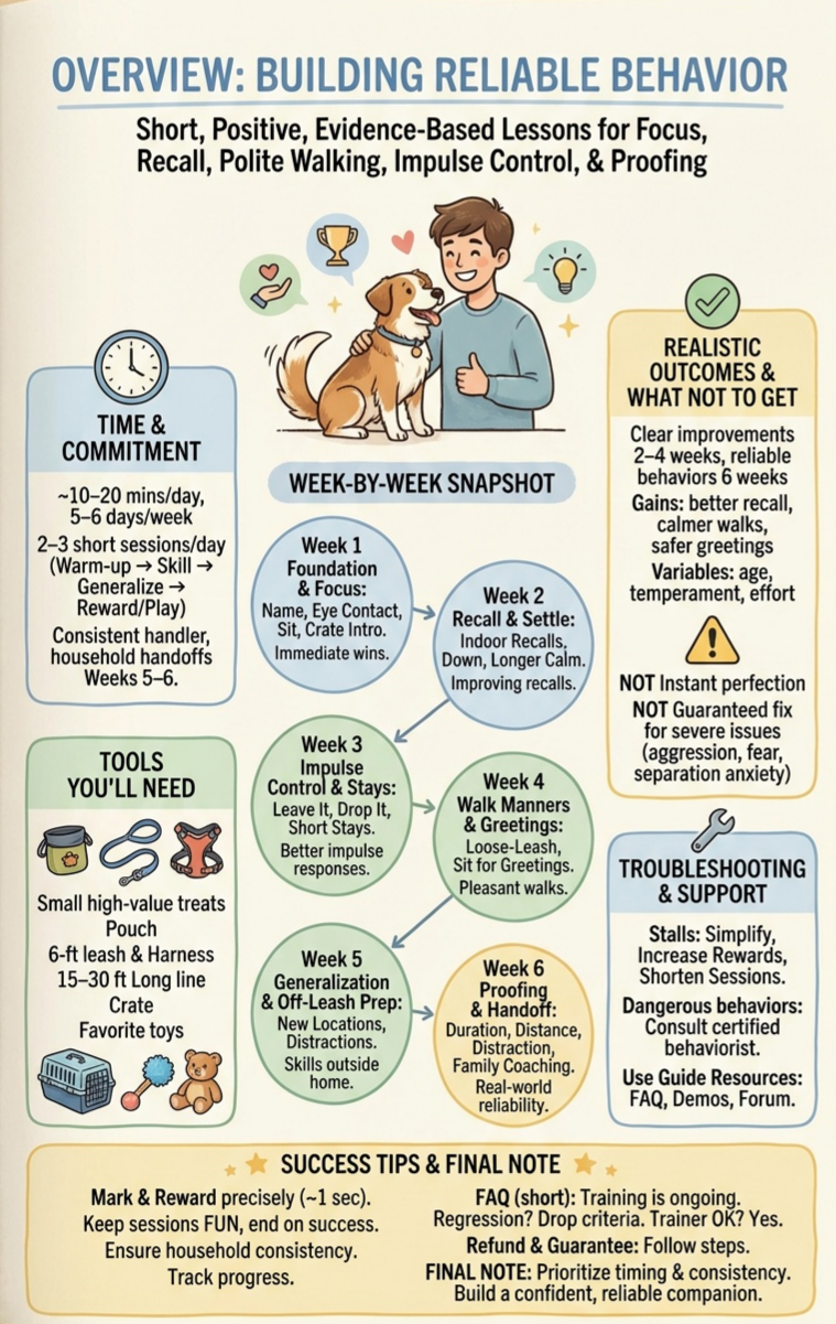 6 Week Complete Pet Behavior Transformation PDF + Bonus Checklist + Training Leash